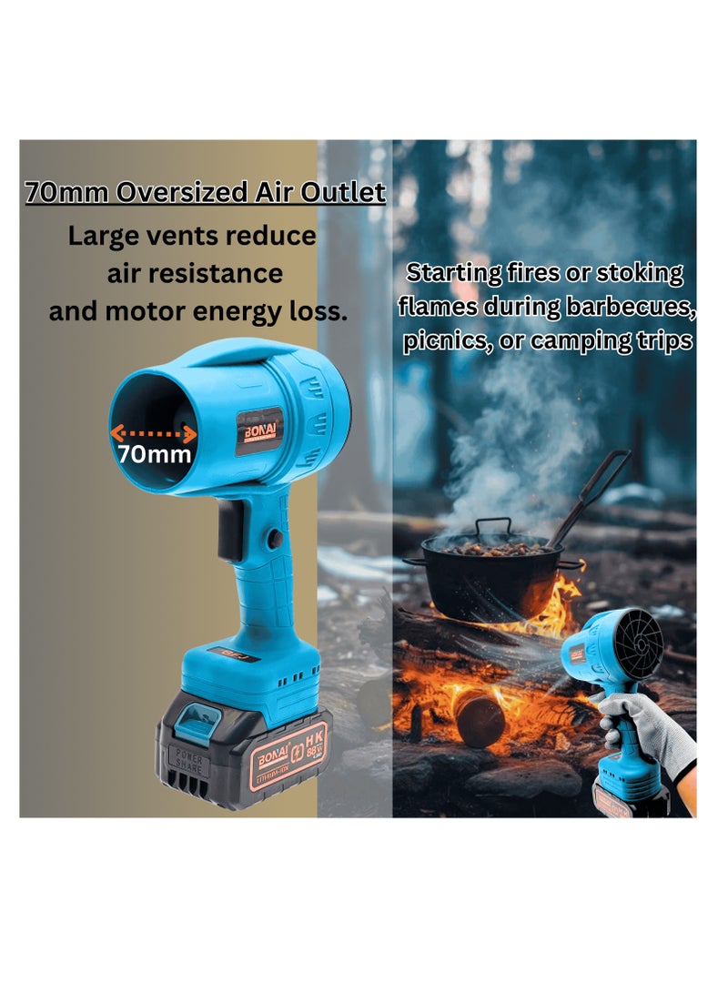 بوناي منفاخ هواء جاف لاسلكي من بوناي - ٨٨ فولت مع بطاريتين وشاحن، منفاخ هواء كهربائي توربو صغير الحجم للاستخدام في أوراق الشجر، والمرآب، والحديقة، والاستخدامات المتعددة، BN-HK59 - Image 2
