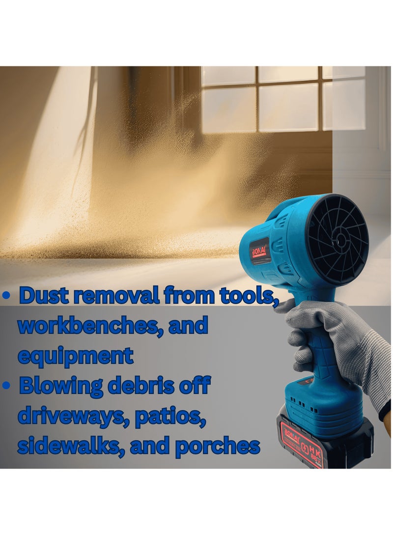 بوناي منفاخ هواء جاف لاسلكي من بوناي - ٨٨ فولت مع بطاريتين وشاحن، منفاخ هواء كهربائي توربو صغير الحجم للاستخدام في أوراق الشجر، والمرآب، والحديقة، والاستخدامات المتعددة، BN-HK59 - Image 3