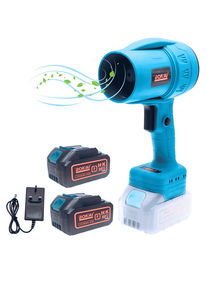 بوناي منفاخ هواء جاف لاسلكي من بوناي - ٨٨ فولت مع بطاريتين وشاحن، منفاخ هواء كهربائي توربو صغير الحجم للاستخدام في أوراق الشجر، والمرآب، والحديقة، والاستخدامات المتعددة، BN-HK59 - Image 1