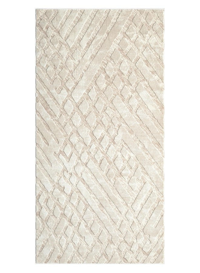 Abani Terra Cream Area Rug for Living Room, Bedroom - Rustic Modern Pattern - 2' x 3' - Durable & Easy to Clean - Image 2
