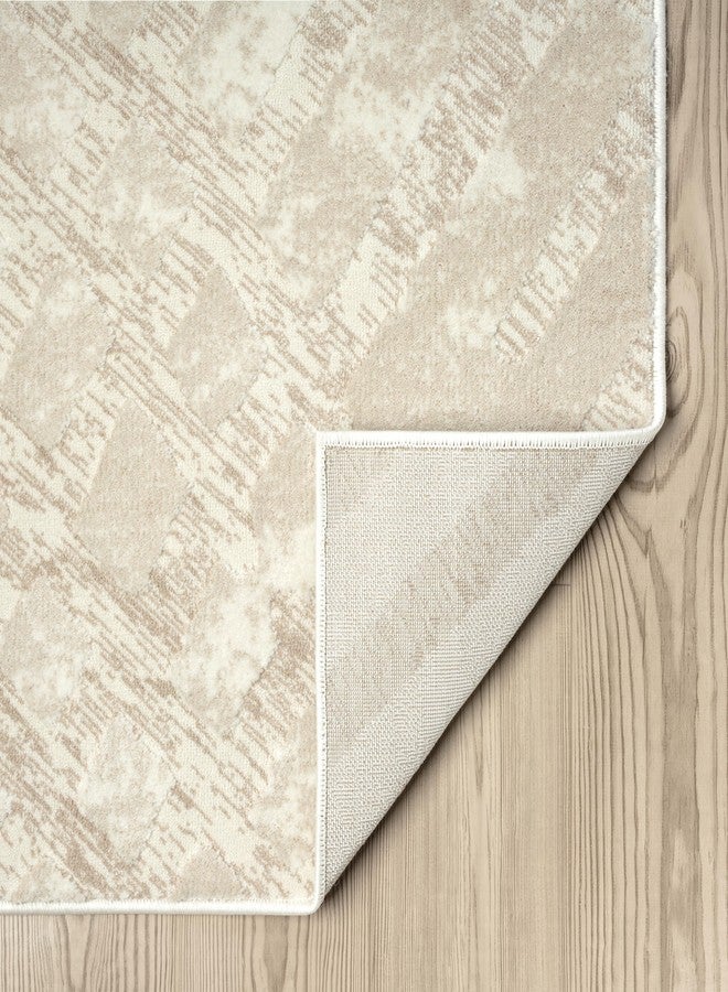Abani Terra Cream Area Rug for Living Room, Bedroom - Rustic Modern Pattern - 2' x 3' - Durable & Easy to Clean - Image 4