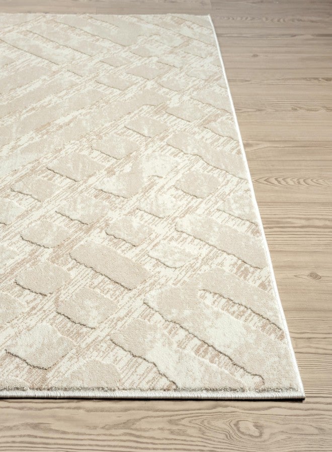 Abani Terra Cream Area Rug for Living Room, Bedroom - Rustic Modern Pattern - 2' x 3' - Durable & Easy to Clean - Image 5