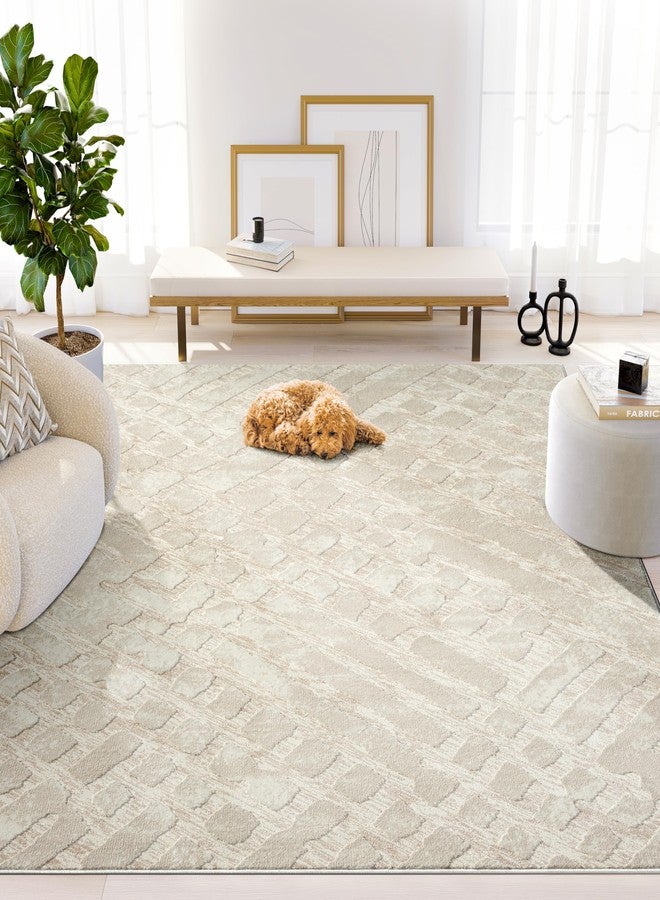 Abani Terra Cream Area Rug for Living Room, Bedroom - Rustic Modern Pattern - 2' x 3' - Durable & Easy to Clean - Image 1