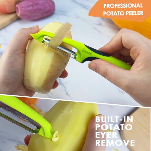 GANNK Vegetable Potato Peelers for Kitchen, Y Peeler for Apple Fruit Carrot Zucchini Cucumber Potatoes, Good Grip Veggie Peeler Makes Peeling Very Easy - Image 4