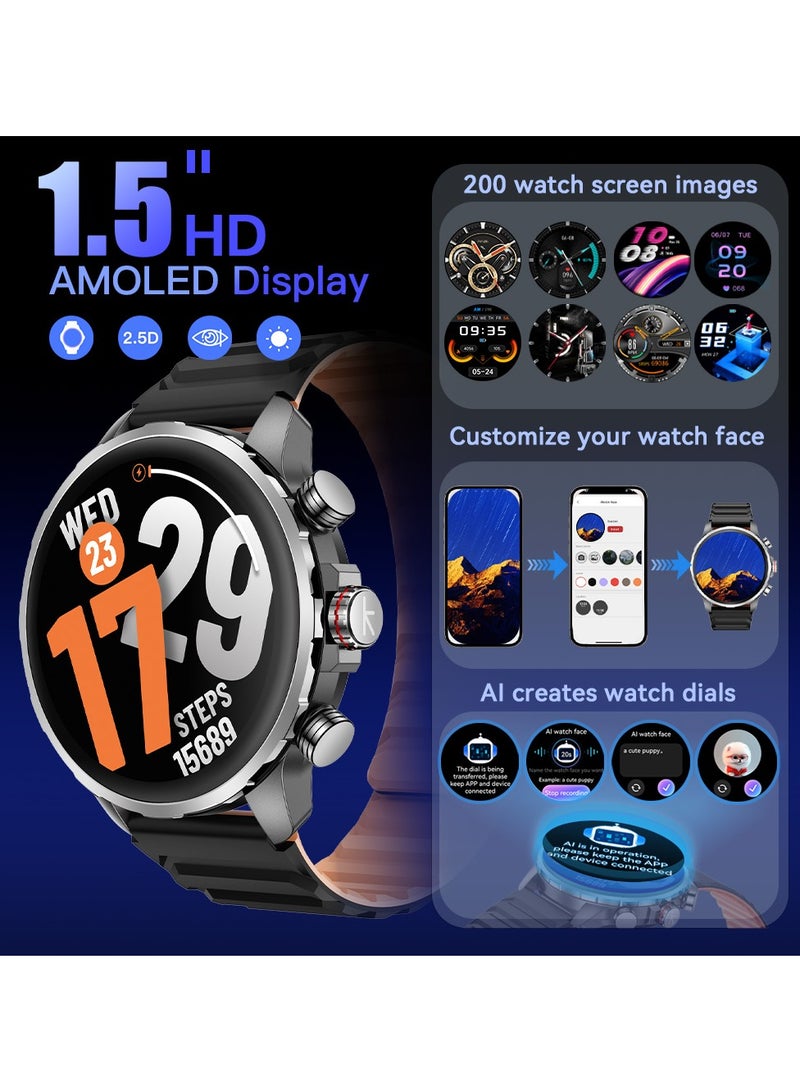 Kieslect KR3 Smartwatch – 1.5″ AMOLED, Bluetooth Calling, Dual-Band GPS, 178+ Sports Modes, AI Watch Faces, 5ATM Waterproof Black - Image 5