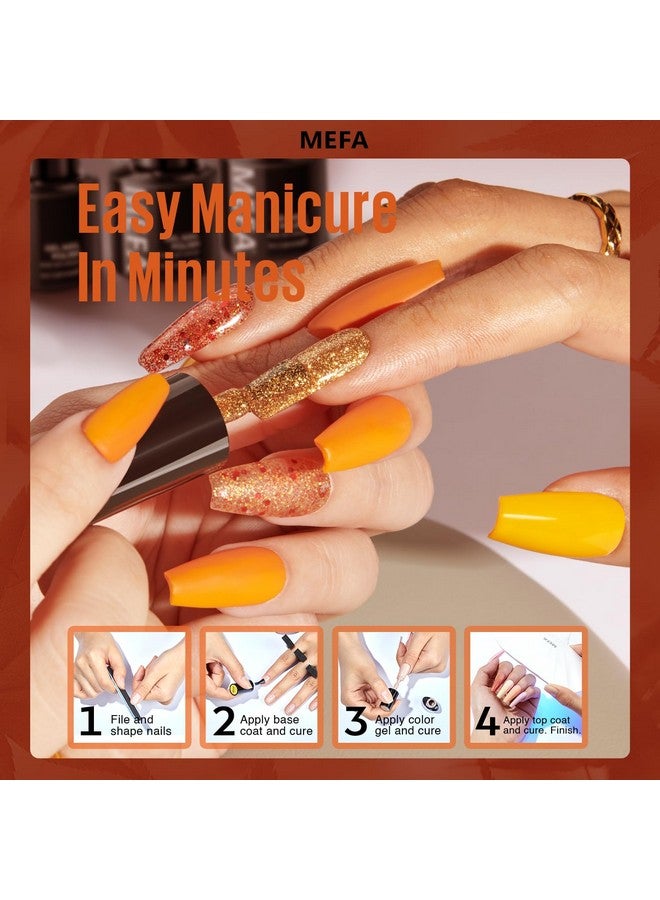 MEFA Gel Nail Polish Set, 12 Color Red Brown Gold Glitter Nail Polish Kit Soak Off Pumpkin Bronze Nail Art Decorations DIY Home Salon Design Manicure Gifts for Women Girls - Image 5