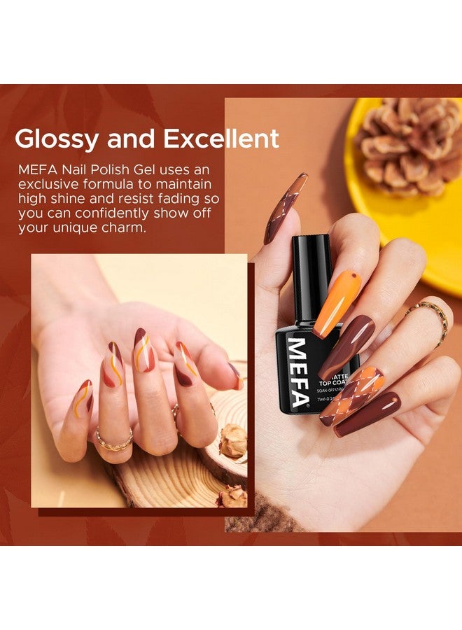 MEFA Gel Nail Polish Set, 12 Color Red Brown Gold Glitter Nail Polish Kit Soak Off Pumpkin Bronze Nail Art Decorations DIY Home Salon Design Manicure Gifts for Women Girls - Image 2