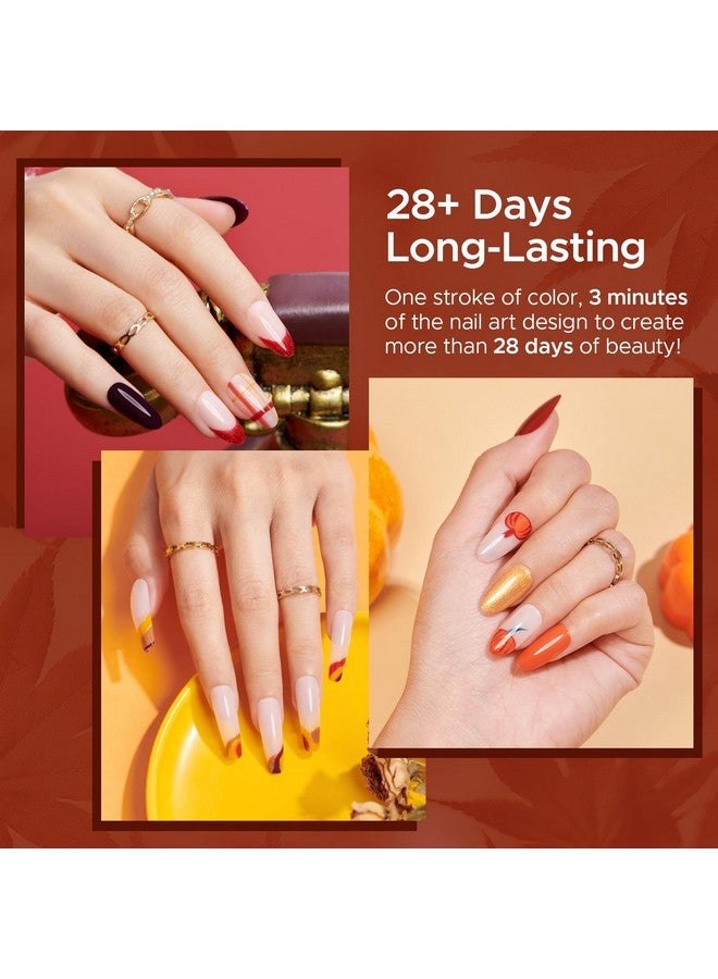 MEFA Gel Nail Polish Set, 12 Color Red Brown Gold Glitter Nail Polish Kit Soak Off Pumpkin Bronze Nail Art Decorations DIY Home Salon Design Manicure Gifts for Women Girls - Image 3