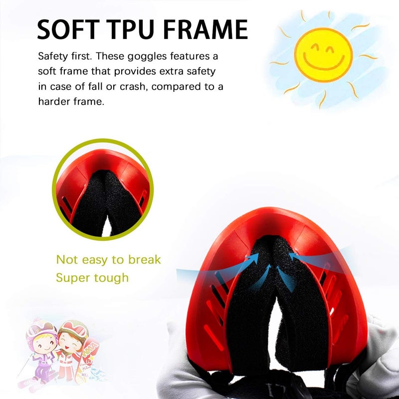 MAXJULI Kids Ski Goggles - Helmet Compatible Snow Goggles for Baby &Toddler with 100% UV Protection Age 0-4 4301 - Image 4