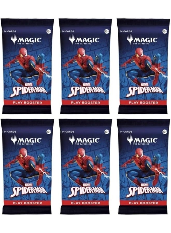 6 Packs Magic The Gathering Play Booster Pack Lot MTG Marvel's Spider-Man