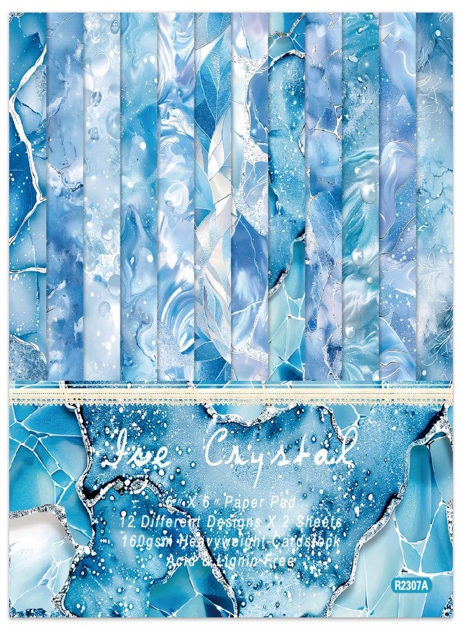 WLXTREE Scrapbook Paper Pad 6x6,Watercolored Blue Single-Sided Decopodge Paper,Cardstock Paper Scrapbooking DIY Decorative Background Cardmaking Supplies,Junk Journal Craft Paper - Image 1