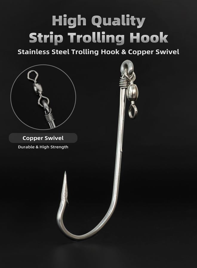 BLUEWING Strip Trolling Hook with Swivel Stainless Steel Fishing Hooks 2pcs Extra Sharp Fish Hooks for Freshwater Saltwater Fishing, Size 10/0 - Image 4