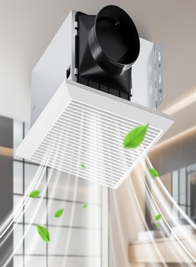 GROWNEER Bathroom Exhaust Fan, 110 CFM 1.0 Sone Bathroom Fan No Attic Access Needed, Ceiling or Wall Mount, 7.68 x 9.25 inch, White - Image 1