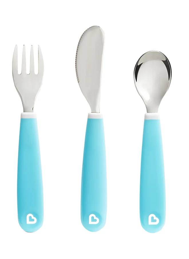 Munchkin Splash Toddler Cutlery Set Fork, Knife & Spoon, Blue