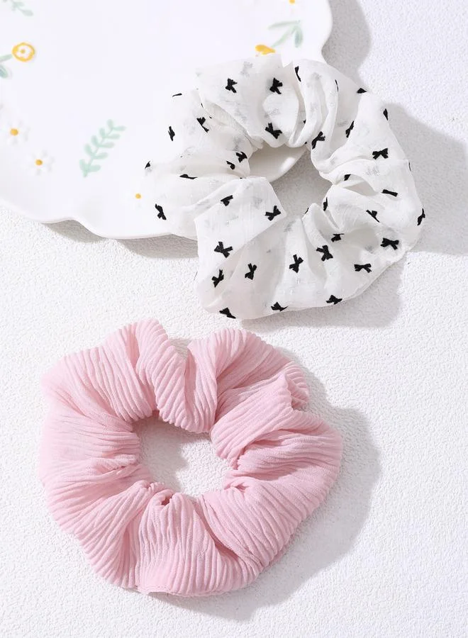 Take Two Pack of 2 - Printed Ribbed Hair Scrunchies