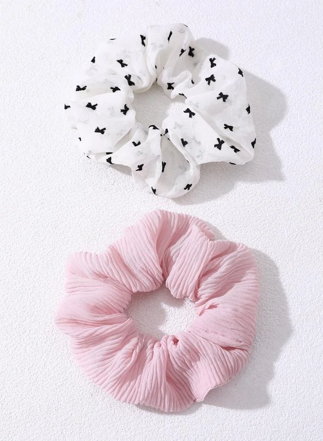 Take Two Pack of 2 - Printed Ribbed Hair Scrunchies