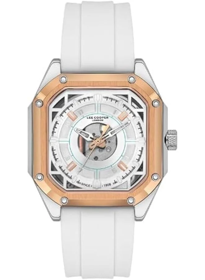 لي كوبر LEE COOPER Men's 2035 Movement Watch, Multi Function Display and Silicone Strap - LC08061.533, Silver