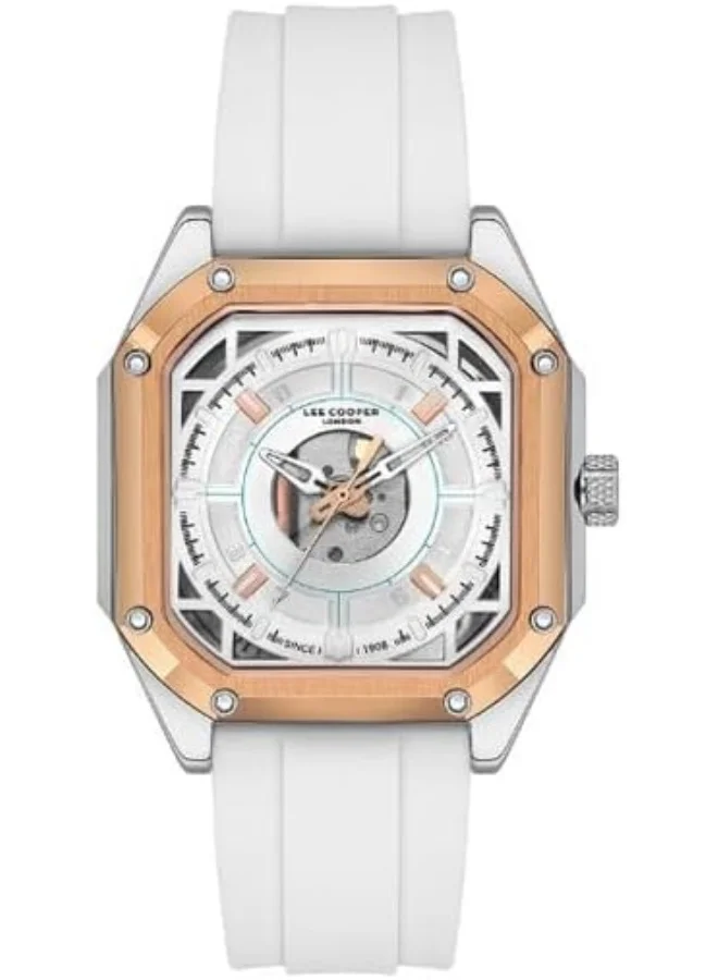 لي كوبر LEE COOPER Men's 2035 Movement Watch, Multi Function Display and Silicone Strap - LC08061.533, Silver