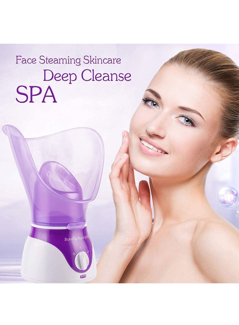 DubaiGallery جهاز بخار الوجه، جهاز بخار الوجه نانو أيوني بخار ساخن وبارد مرطب، جهاز بخار الوجه ساونا لتنظيف المسام بعمق، جهاز بخار الوجه للاستنشاق SPA مرطب للجلد الجاف - Image 1