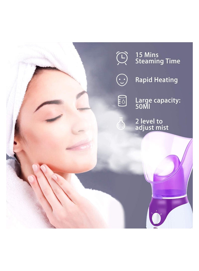 DubaiGallery جهاز بخار الوجه، جهاز بخار الوجه نانو أيوني بخار ساخن وبارد مرطب، جهاز بخار الوجه ساونا لتنظيف المسام بعمق، جهاز بخار الوجه للاستنشاق SPA مرطب للجلد الجاف - Image 3