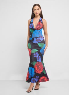 Ginger Halter Neck Floral Bodycon Dress  - Image 1