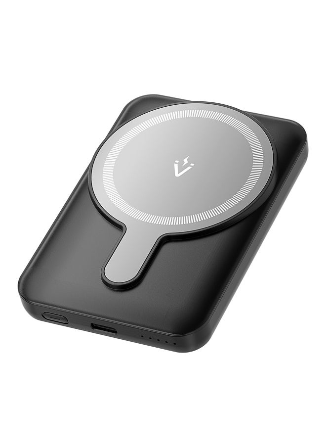 فينشن بنك طاقة لاسلكي مغناطيسي VENTION بسعة 5000 مللي أمبير في الساعة (USB-C + USB-C + لاسلكي) مؤشر ضوء أسود بقوة 20 وات نوع الموديل # FHSB0  - Image 1