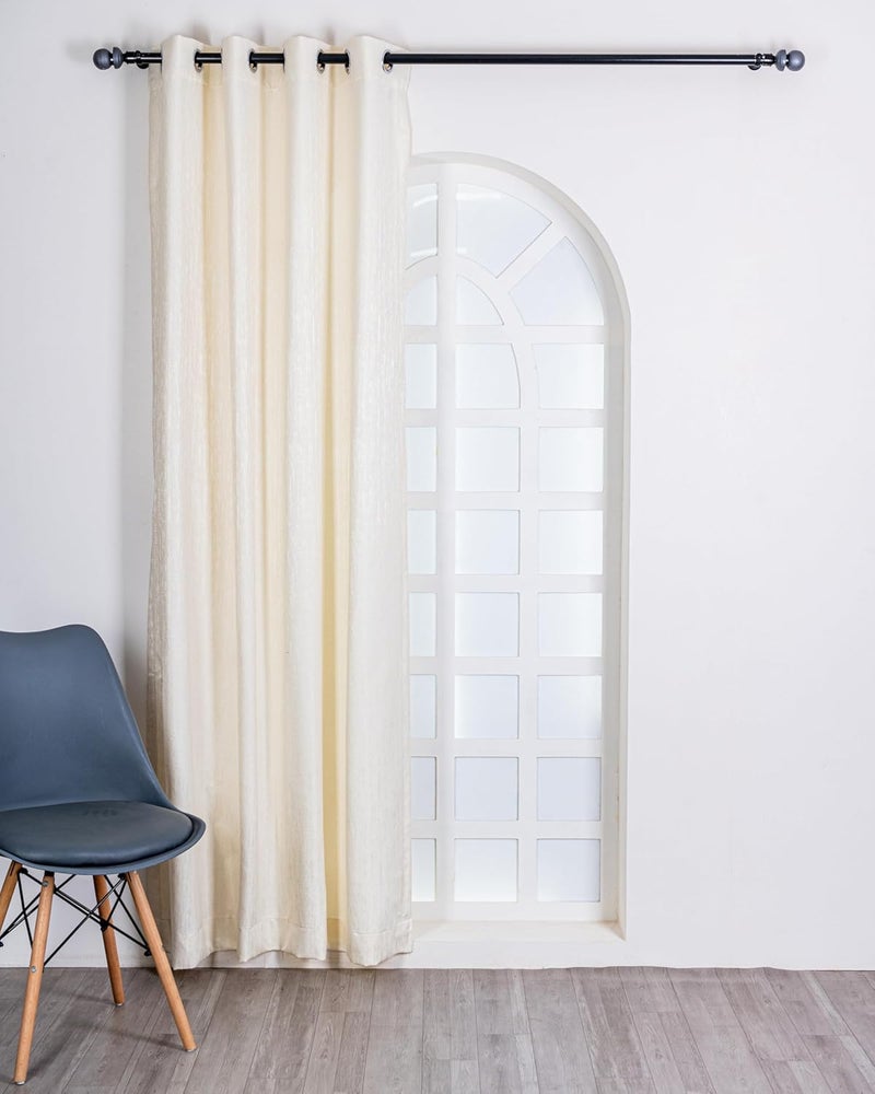 Parda Online 9ft Premium Window Curtains Lisbon Collection Soft Touch Jacquard Fabric Eyelet Top Beige (Pack of 2) - Image 2