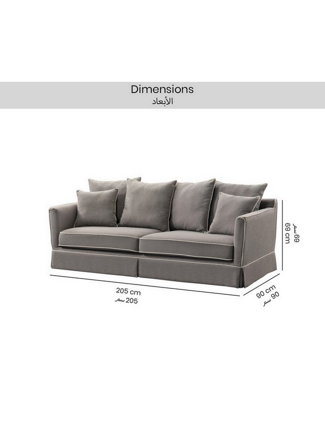 Micasa Elegant And Modern Design 3-Seater Fabric Sofa Grey 69 X 90 X 205 Cm Rl2362-3S  - Image 4