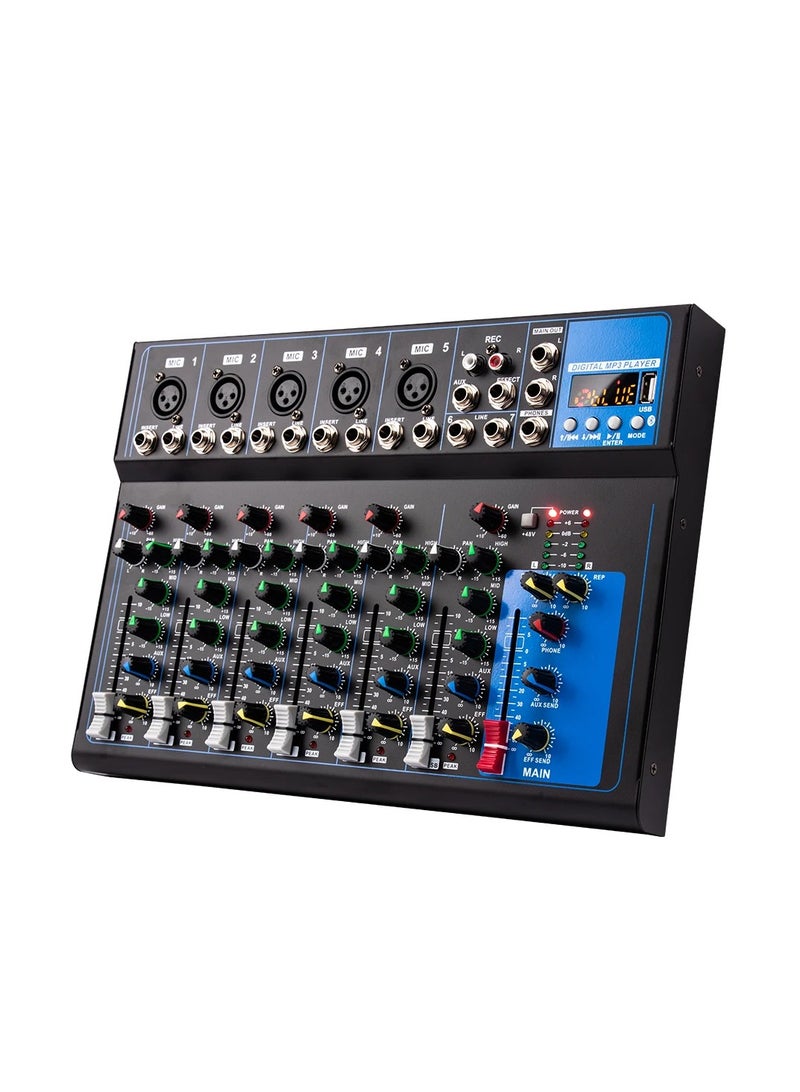 Portable 7-channel Professional Mixer for Computer Input with 48V Power Supply - F7 Record PC Audio Mixing Console - Image 1