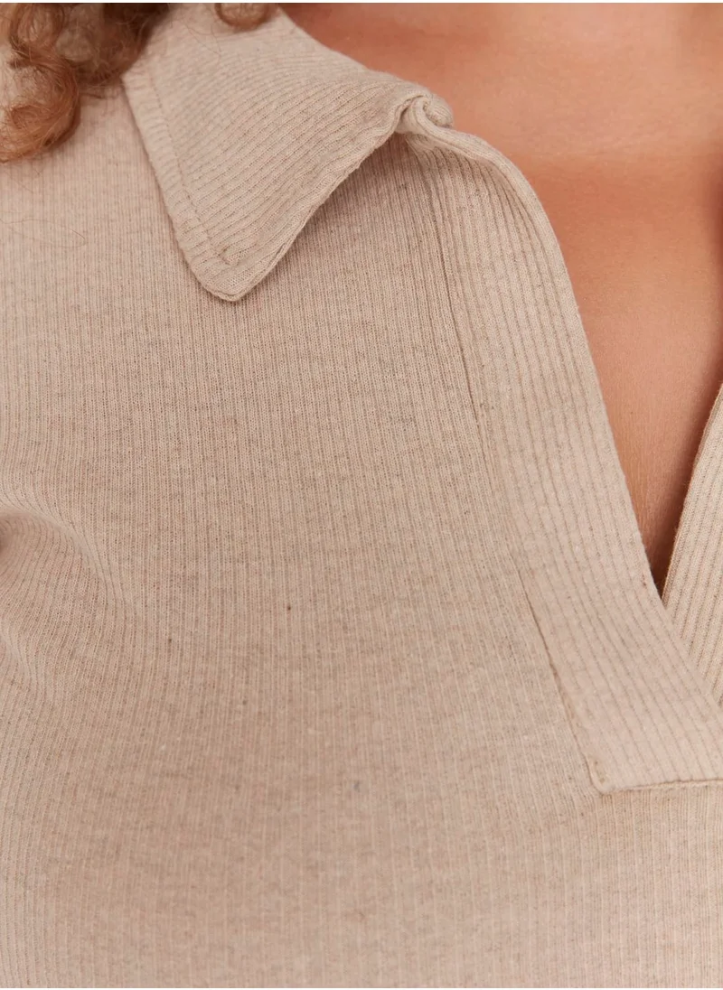 Trendyol Curve Shirt Collar Knitted Body