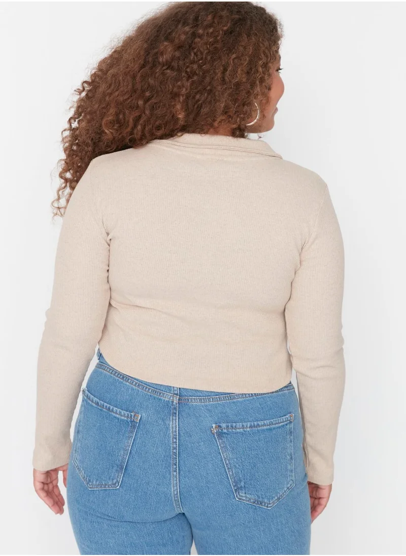 Trendyol Curve Shirt Collar Knitted Body