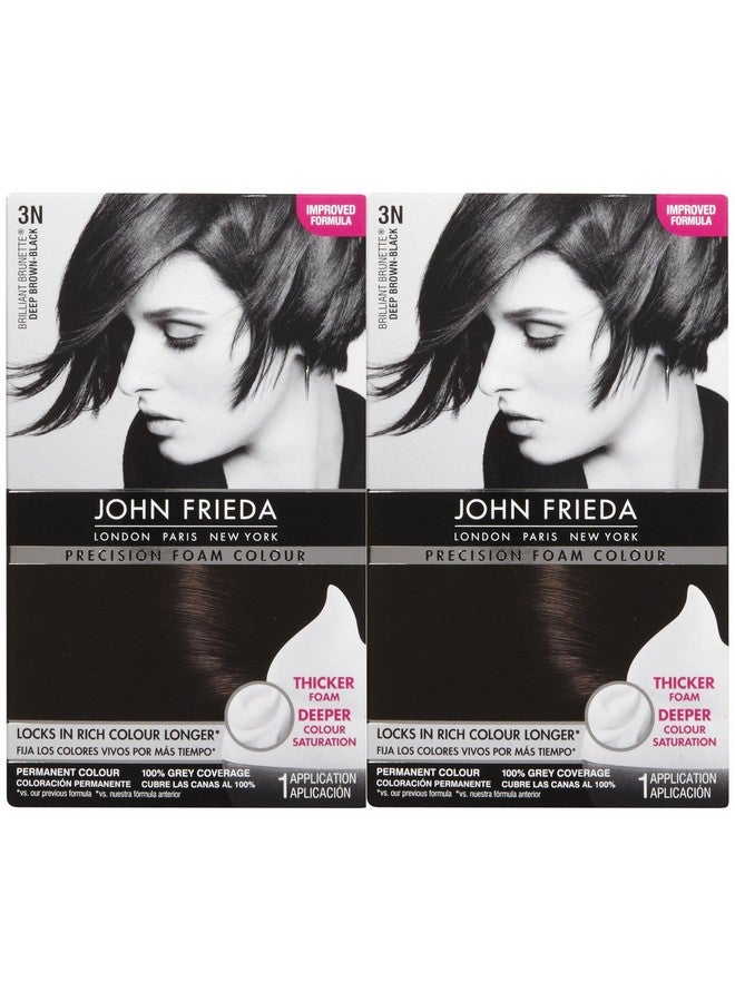John Frieda Precision Foam Hair Colour Deep Brown Black 3N 2 Pk - Image 1