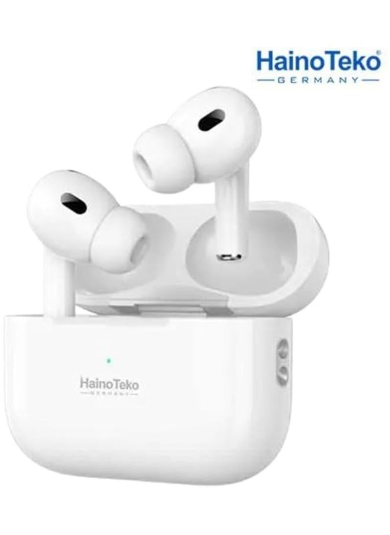HainoTeko - Air 5 Wireless In-Ear Bluetooth Earphones – High-Quality Sound, Comfortable Fit, Compatible with iPhone & Android – Sleek White Design, Long Battery Life - Image 1