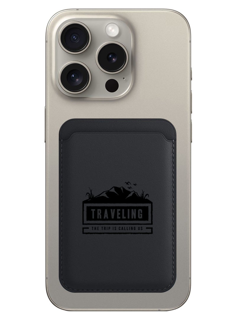 Theodor Magnetic Wallet, Compatible with MagSafe Wallet, for iPhone Wallet, for iPhone 16/15/14/13/12 Series, Not for iPhone 13/12 mini, 3 Card Holder, Vegan Leather, Black - Travelling - Image 1