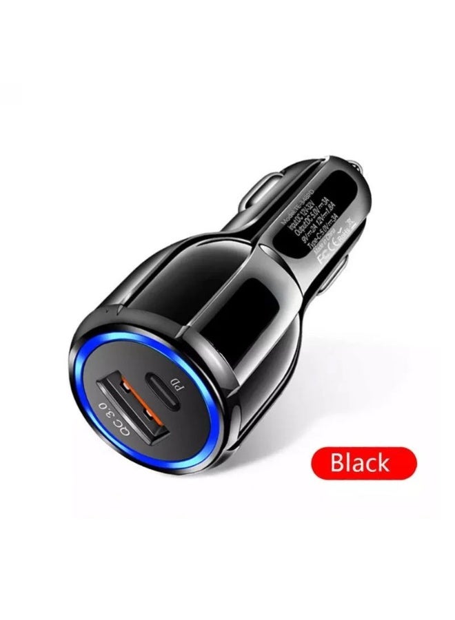 48W QC3.0+PD Super Fast Charging Car Charger – Efficient, Rapid, Universal for Vehicles. (Black)  - Image 1