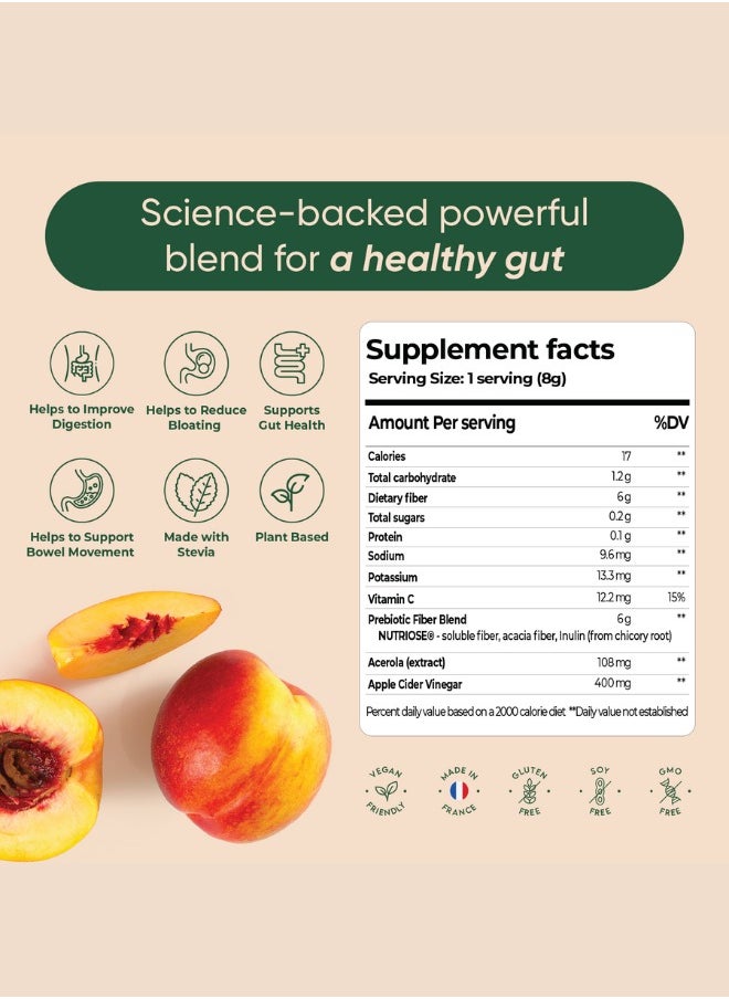 Rite GUT HEALTH Prebiotic Fiber Peach Flavor Drink mix - 120g (Pack of 15 sachets)  - Image 4