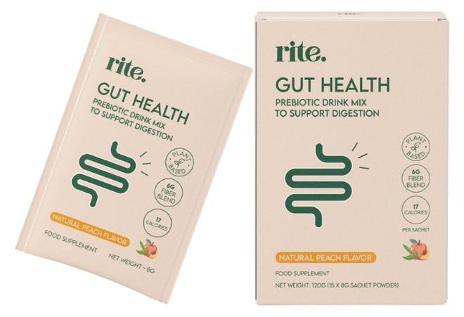 Rite GUT HEALTH Prebiotic Fiber Peach Flavor Drink mix - 120g (Pack of 15 sachets) - Image 1