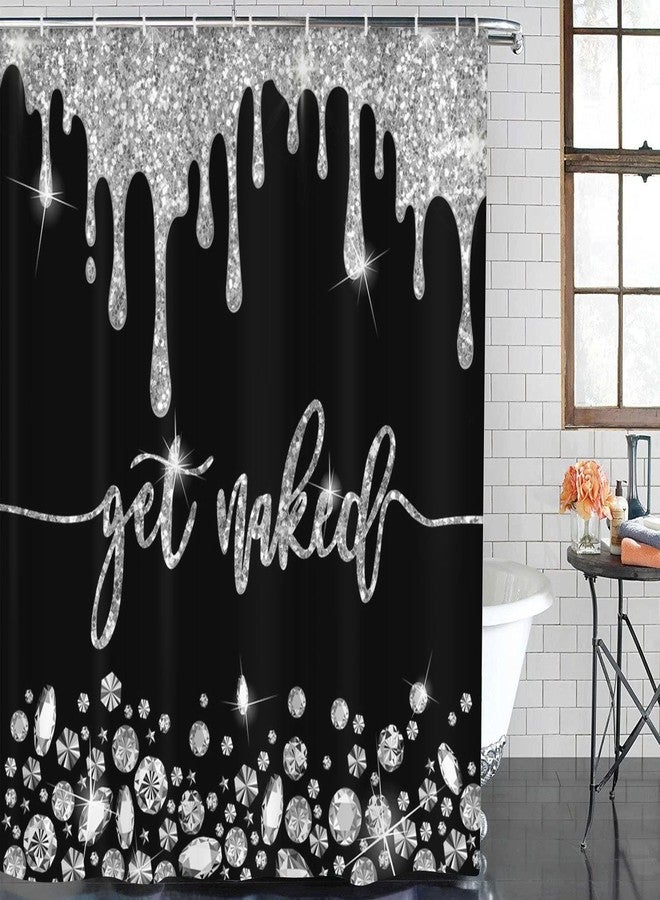 ArtSocket Silver Get Naked Bathroom Set with Shower Curtain and Bath Rugs and Accessories,Diamond Gold Non-Slip Shower Curtain Set,Bathroom Decor 3-Piece Set - Image 3