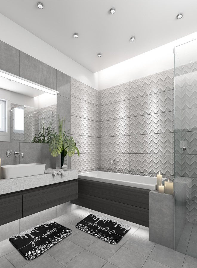 ArtSocket Silver Get Naked Bathroom Set with Shower Curtain and Bath Rugs and Accessories,Diamond Gold Non-Slip Shower Curtain Set,Bathroom Decor 3-Piece Set - Image 4