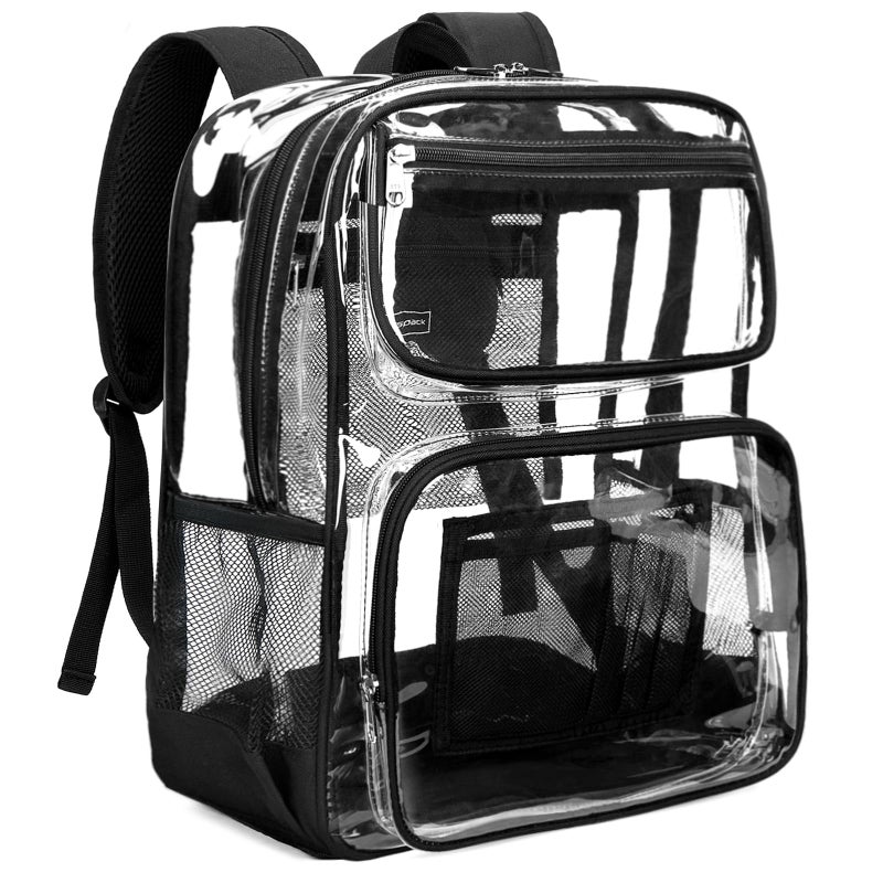 Vorspack Clear Backpack Heavy Duty - Large See Through Bookbag for Girls Boys, Transparent Backpacks for School, College, Work, Travel - Black - Image 1