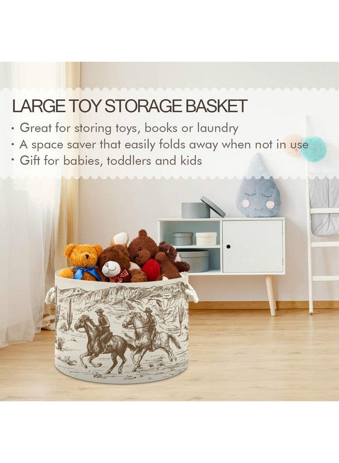 WELLDAY Cotton Rope Laundry Basket, Beige, 20x14 Inch, Collapsible, Western Desert Cowboy Style - Image 5