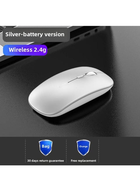 Wireless Mouse Charging Silent Bluetooth Dual-Mode Home Office Laptop Desktop Unlimited Mouse Silent-Specifications:Silver Wireless Version [battery Version + Strong Battery Life]