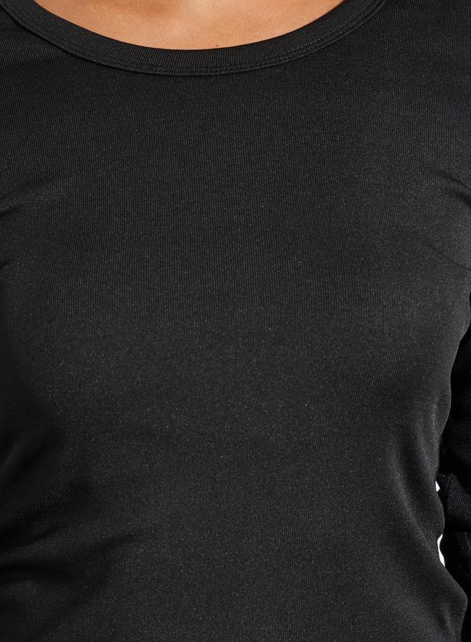 Styli Black Round Neck Ribbed Knit Top - Image 3