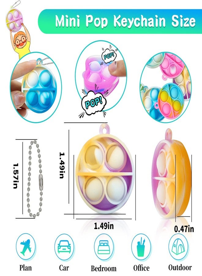 ONKULL Pop Fidget Keychain 60 Pack ,Mini Fidget Toys Bulk ,Sensory Toys for Kids ,Party Favors for Kids 4-8,8-12 Year ,Back to School Gifts for Classroom ,Easter Goodie Bags Stuffers - Image 2