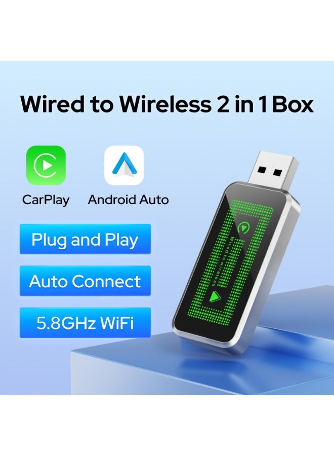 Wireless CarPlay & Android Auto Adapter Ultra-Compact USB CarPlay Adapter for Seamless iPhone Connectivity - Image 1