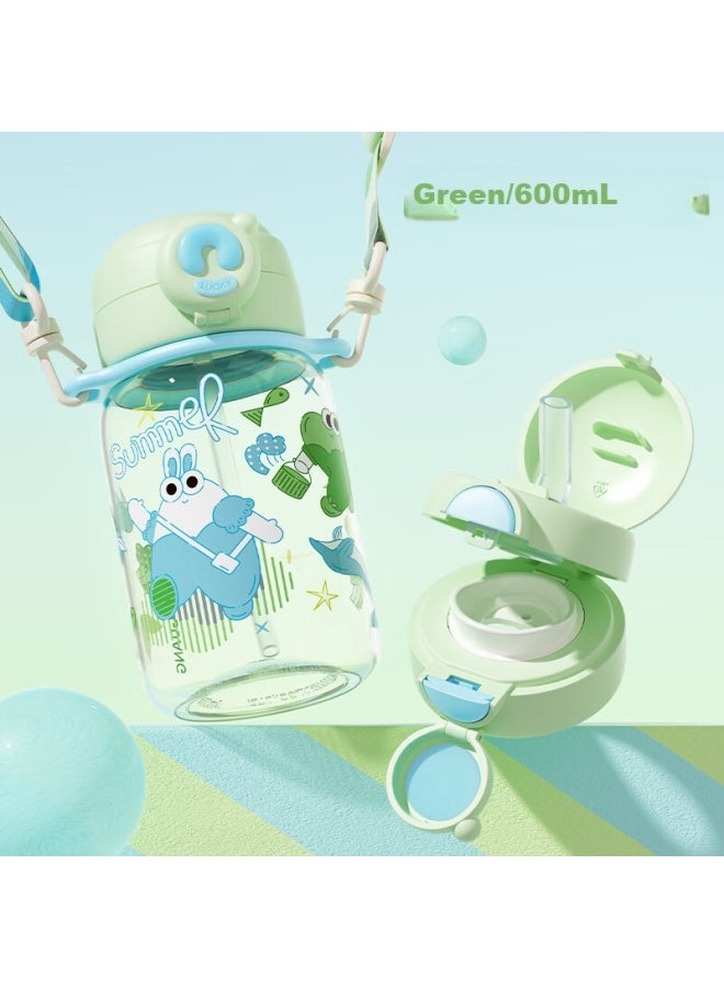 Fga Fuguang Straw Cup, Children's Student Water Bottle, Portable Three-drinking Large Capacity, High Aesthetic Value, Cute Water Bottle For Girls, Gree - Image 1