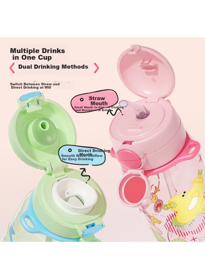 Fga Fuguang Straw Cup, Children's Student Water Bottle, Portable Three-drinking Large Capacity, High Aesthetic Value, Cute Water Bottle For Girls, Gree - Image 2