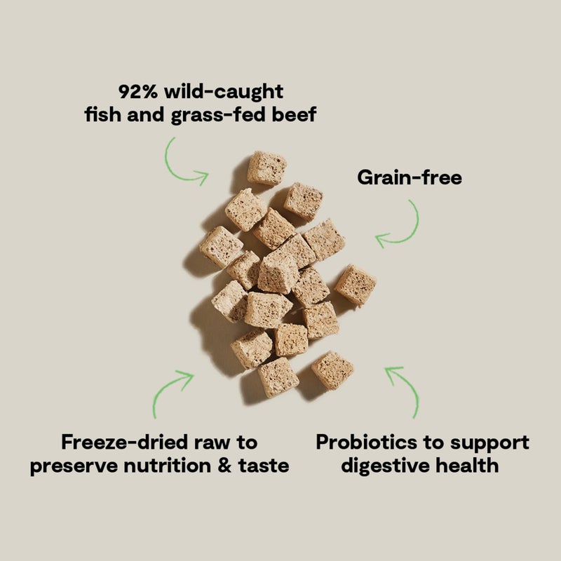 Open Farm, Kitty Cubes, Freeze Dried Raw Cat Treats, Grain-Free, High-Protein Cat Treat with Probiotics, Omega Fatty Acids & Superfoods, Surf & Turf Recipe, 1.5oz Bag - Image 3