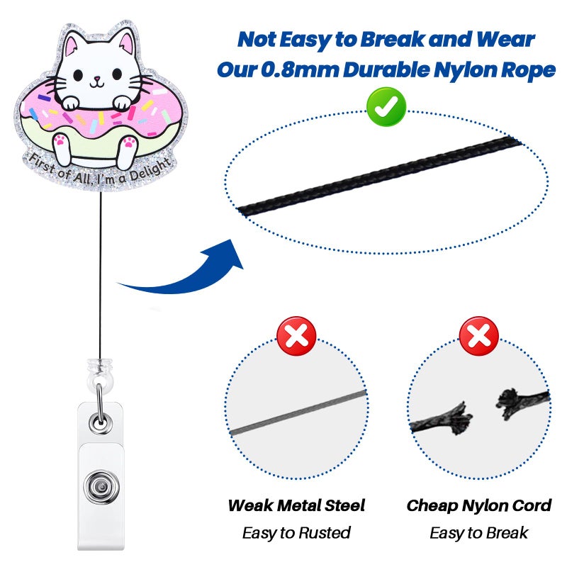 BEZTN First Of All  I 'M A Delight Funny Badge Reel  Cute Cat Retractable Id Card Badge Holder  Name Tag Work Badge Clip For Rn Lpn Cna Ma Er Night Shift Nurse Nursing Student Doctor Teacher  Nurse Gifts - Image 5