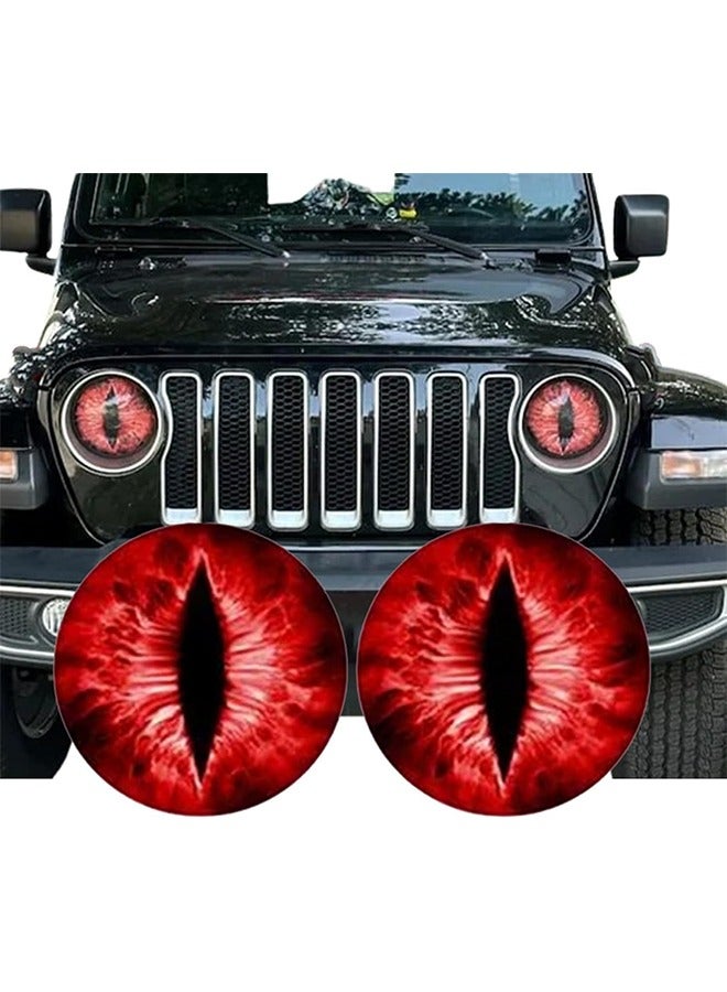 2 Pairs Beast Eyes Headlight Decals, Red Green Funny Eyes Sticker Decals, 3D Stereo Round Eye Headlight Decal Stickers for Truck Car, Window Bumper Decorations, Fans Club Party Gift - Image 2